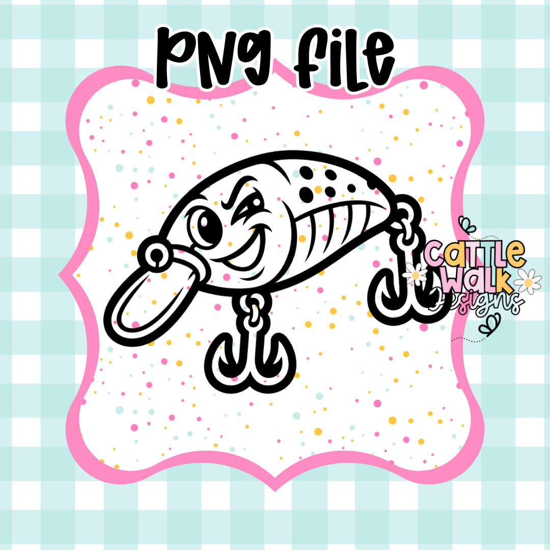 Cartoon Fishing Lure PNG | Retro Crankbait PNG | Manly CWD-Style Fishing Design