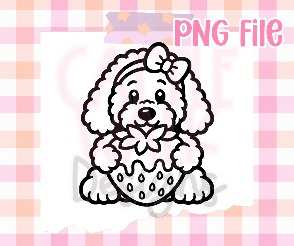 Valentine Goldendoodle PNG | Chocolate Strawberry Dog PNG