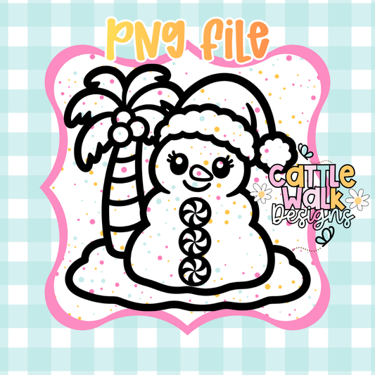 Tropical Christmas Snowman PNG | Beach Snowman with Palm Tree | Coastal Christmas PNG | Digital Download | Freshie PNG | Sublimation Design
