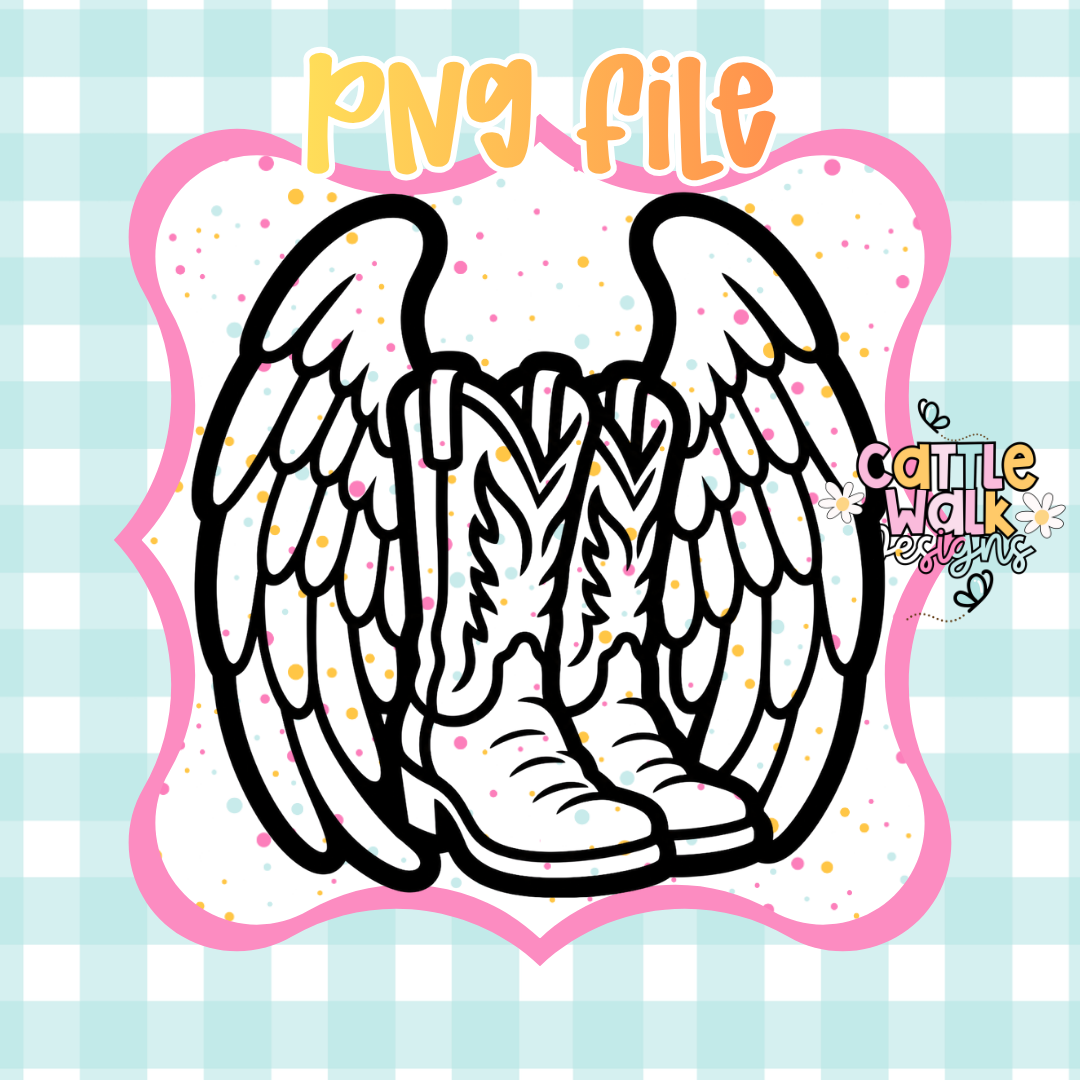 Cowboy Boots & Angel Wings PNG | Western Memorial PNG | Cowgirl Boots Wings PNG | Remembrance PNG | Digital Download