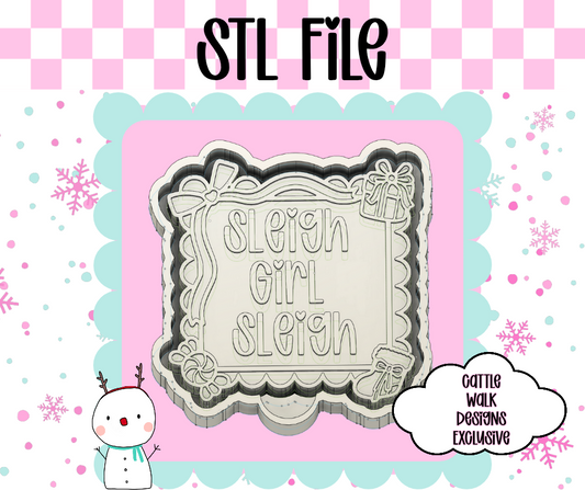 Sleigh Girl Sleigh STL File – Sassy Christmas Freshie Mold | 3D Print File for Holiday Designs | Cattle Walk Designs Exclusive