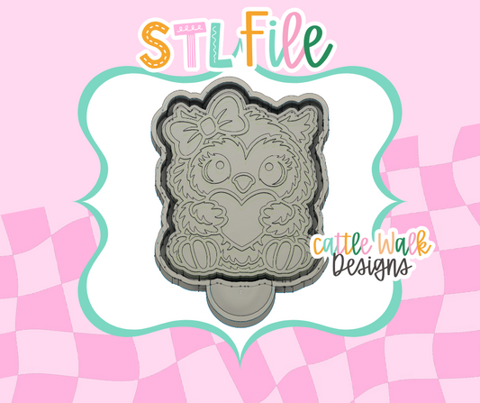 Baby Owl Holding Heart STL File | Cute Owl Freshie Mold Design