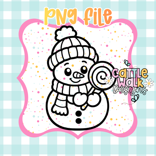 Cute Snowman with Lollipop PNG | Christmas Snowman | Kawaii Holiday PNG | Digital Download | Freshie PNG | Sublimation Design
