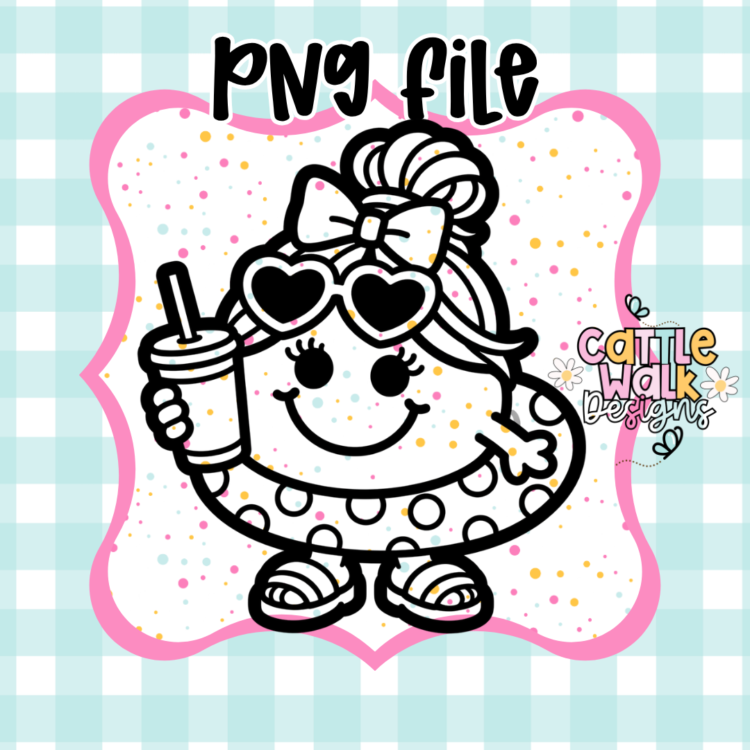 Little Miss Boujee Summer PNG | Iced Drink Girl PNG | Kawaii Summer Character | Freshie & Sublimation Design