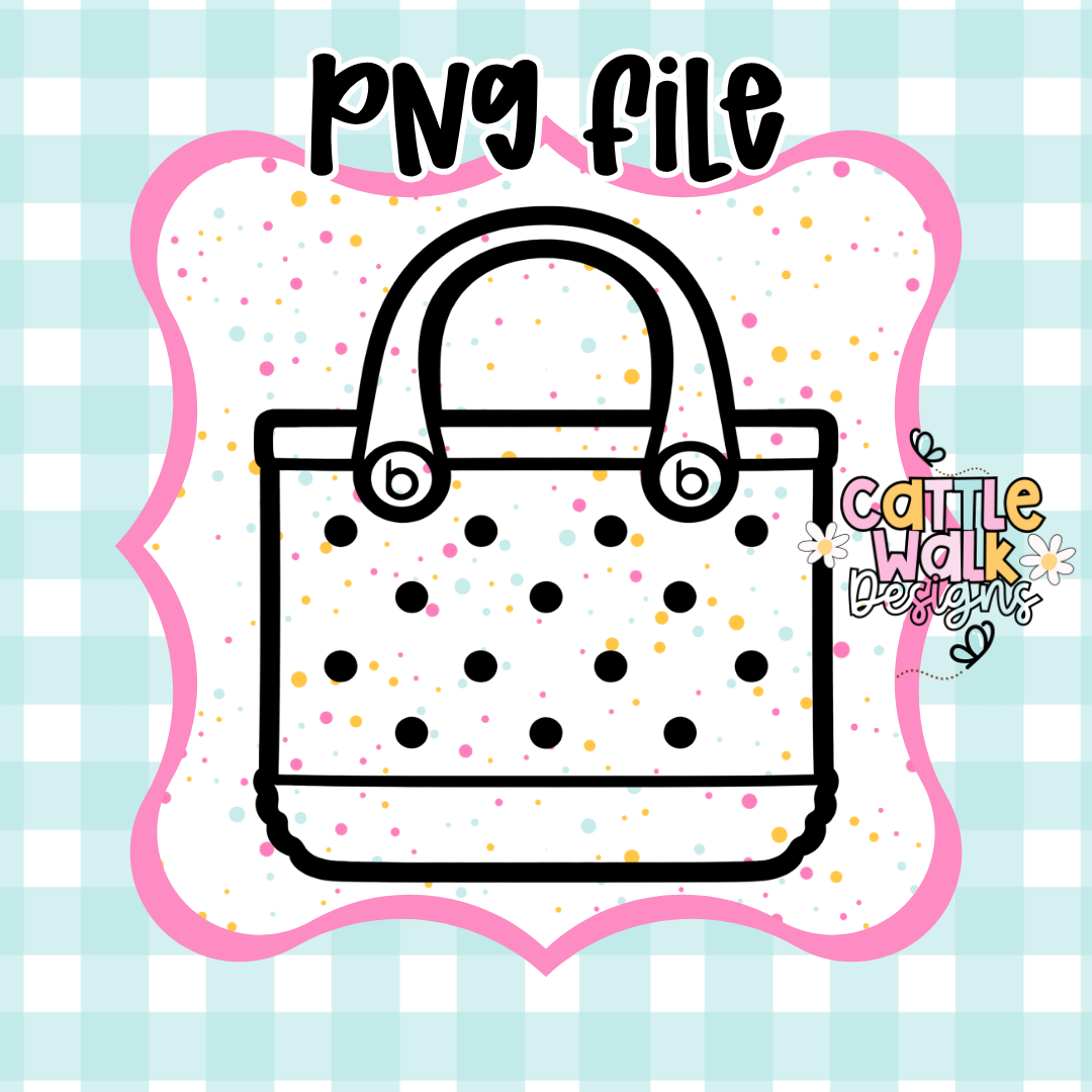 Beach Bag PNG File | Polka Dot Purse PNG | Thick Bold Outline | Mold Maker Friendly | Digital Download (No STL Resale)