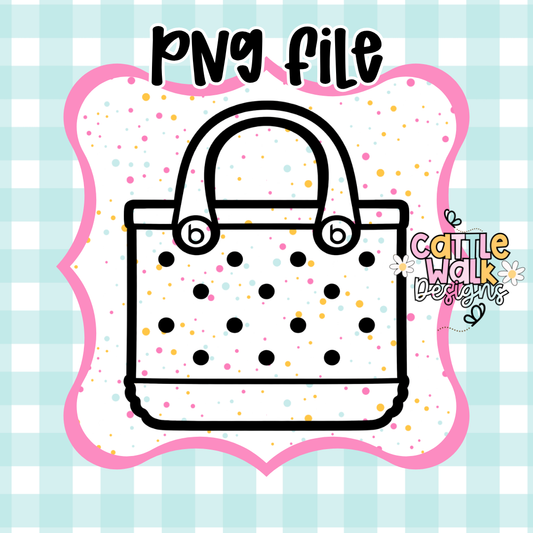 Beach Bag PNG File | Polka Dot Purse PNG | Thick Bold Outline | Mold Maker Friendly | Digital Download (No STL Resale)