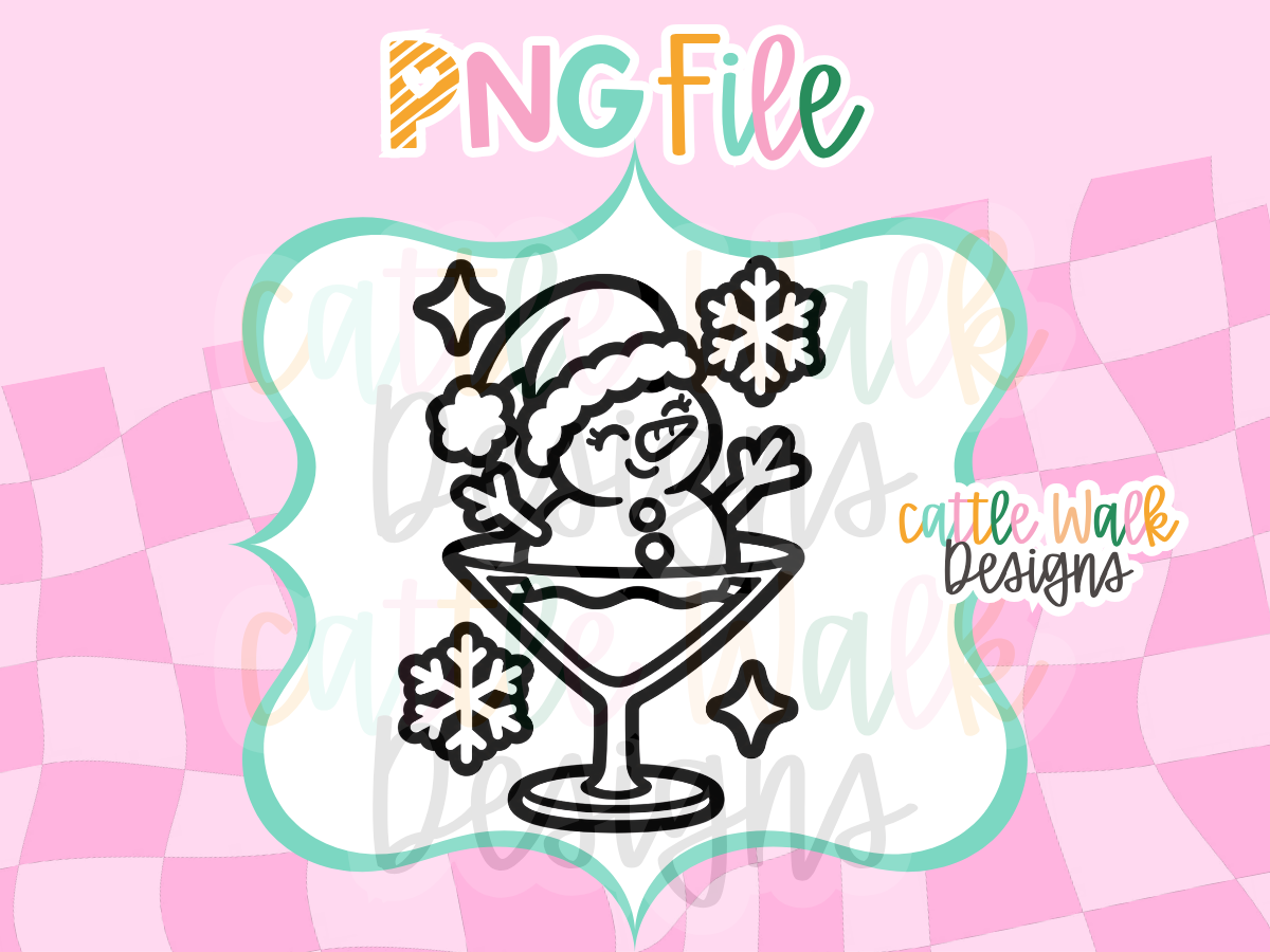 Snowman Martini PNG | Christmas Cocktail Freshie Design | Holiday PNG