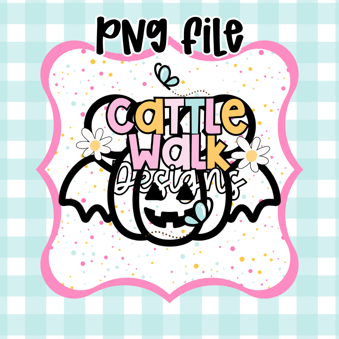 Cute Pumpkin Bat PNG | Bow Pumpkin Halloween Design | CWD-Style Thick Bold Outline | Kawaii Spooky Freshie PNG | Mold Friendly