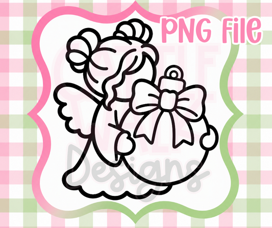 Christmas Angel Holding Ornament PNG | Cute Holiday Digital Download for Freshies & Crafts