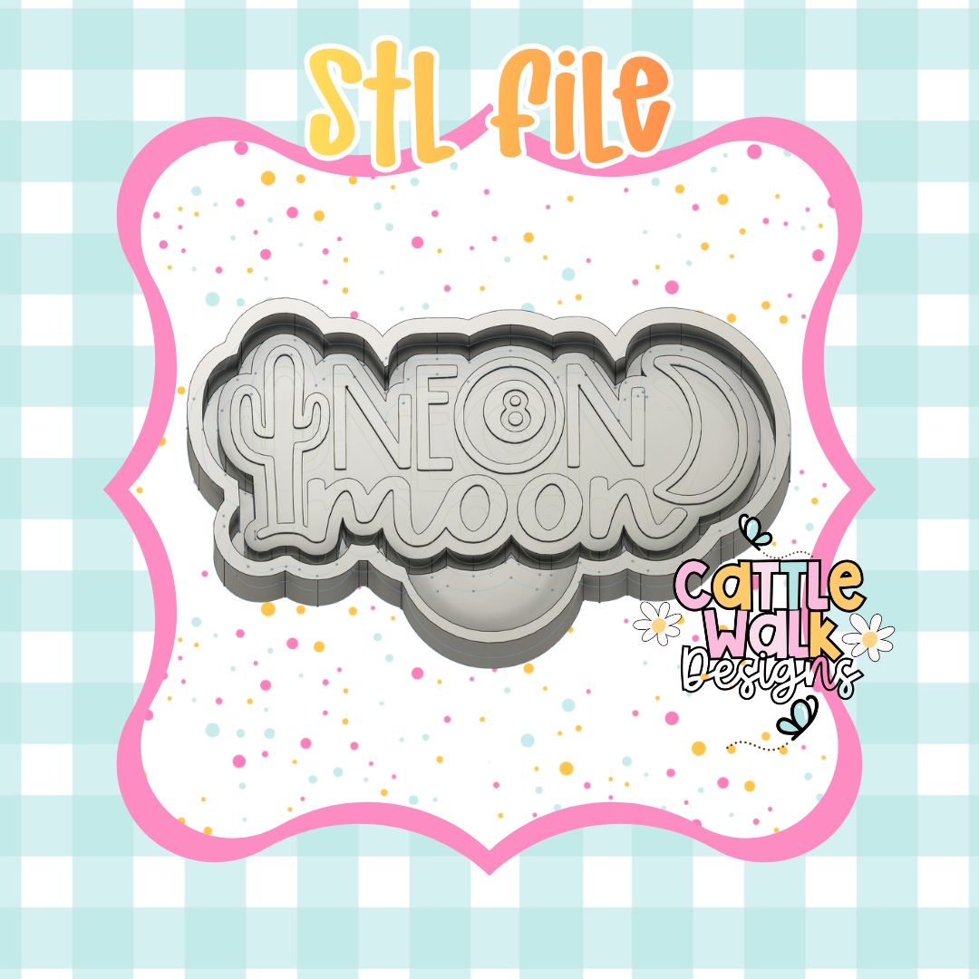 Neon Moon Freshie Mold Housing STL File | Retro Western STL | Digital Download | 3D Printable Mold Housing