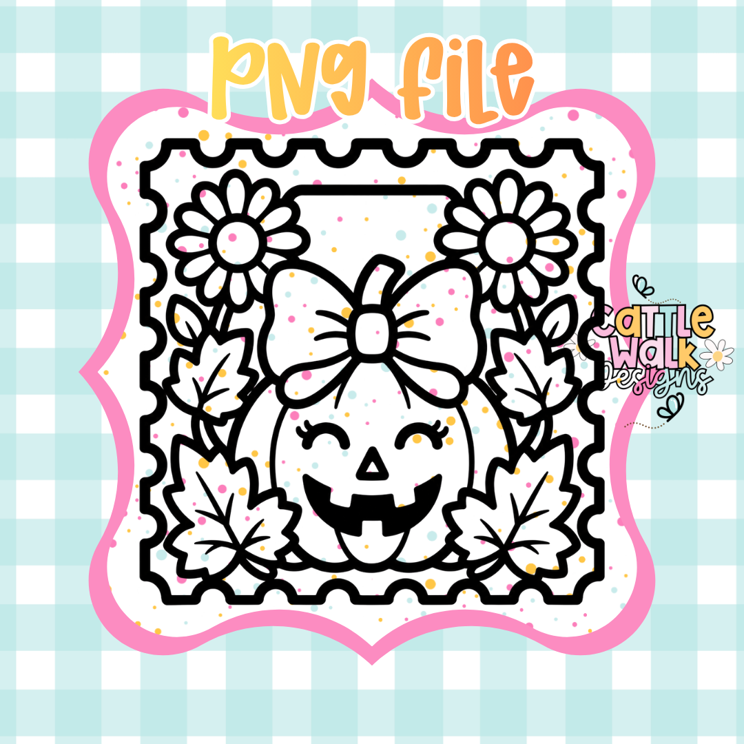 Pumpkin Postage Stamp PNG | Cute Halloween Pumpkin PNG | Fall Stamp PNG | Jack O Lantern Stamp PNG | Digital Download