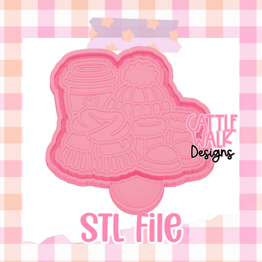 Cozy Winter Essentials STL File | Scarf, Beanie, Boots & Coffee Freshie Mold Design