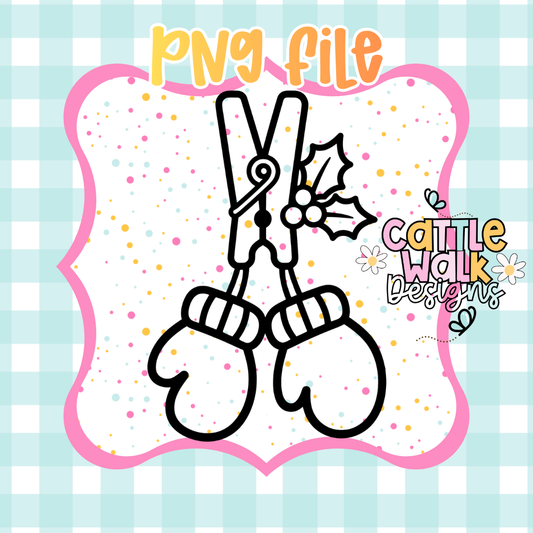 Clothespin Mittens PNG | Cute Christmas Clothes Pin Winter Mittens | Digital Download