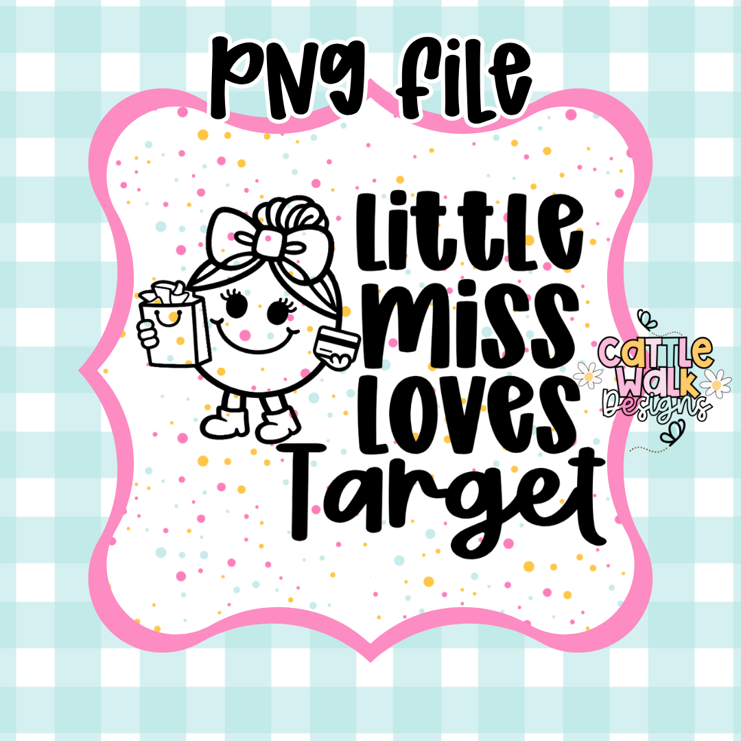Little Miss Loves Shopping PNG | Funny Shopping Girl Design | Sassy Retail Character | Boutique Humor PNG | Freshie Mold PNG | Bold Outline CWD Style