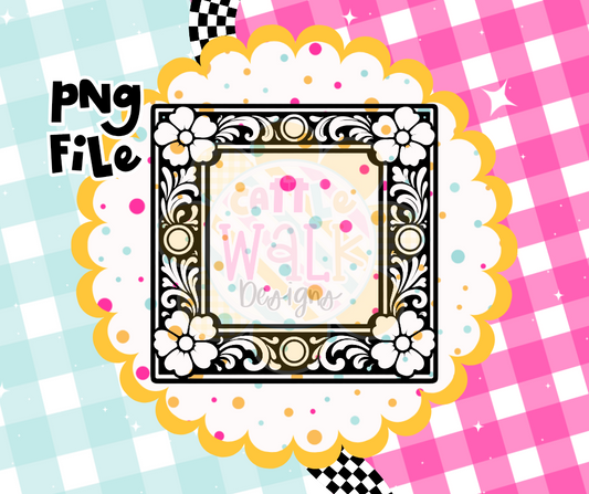 Floral Square Frame PNG | Decorative Vintage Frame | Ornate Border Design | Digital Download