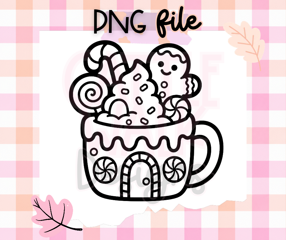 Gingerbread Candy Mug PNG | Christmas Candy Digital Download