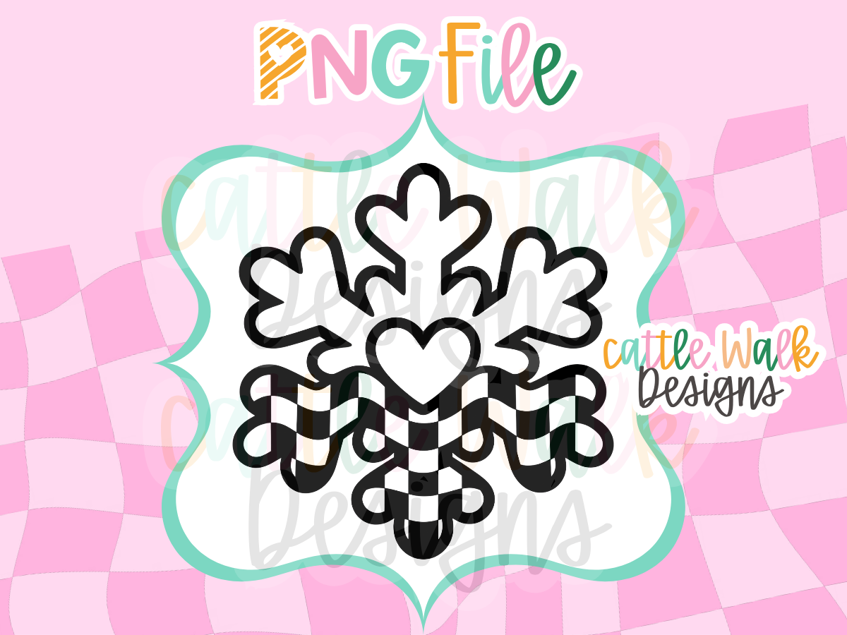 Snowflake Heart PNG | Checkered Christmas Snowflake | Cute Holiday Freshie Design