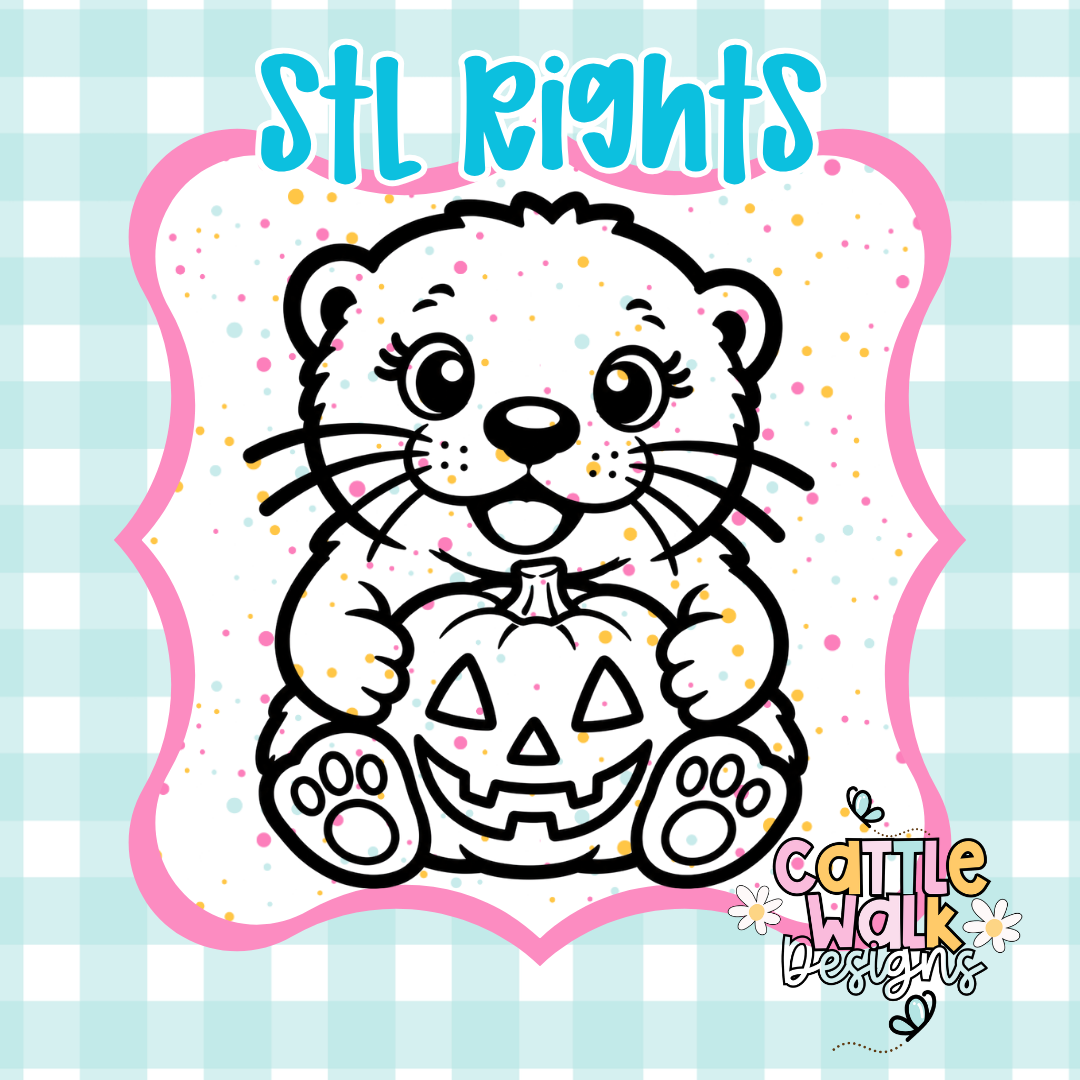 Pumpkin Otter | STL Rights File | Commercial Use PNG | Create & Sell Your Own STL Designs
