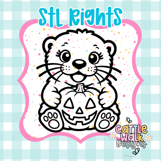 Pumpkin Otter | STL Rights File | Commercial Use PNG | Create & Sell Your Own STL Designs