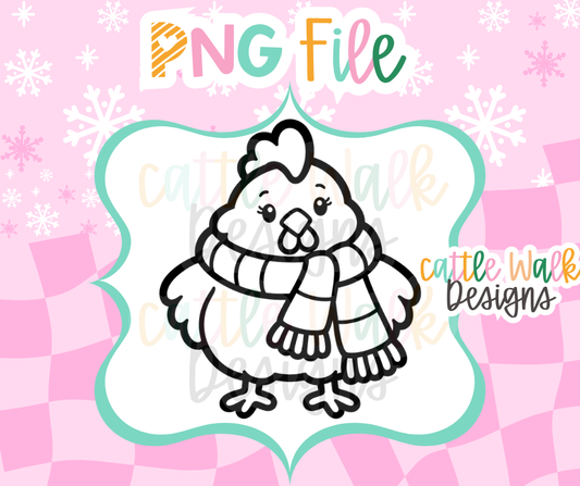 Winter Chicken PNG | Chicken with Scarf PNG | Cozy Farmhouse Christmas PNG | Freshie Mold Design | Digital Download