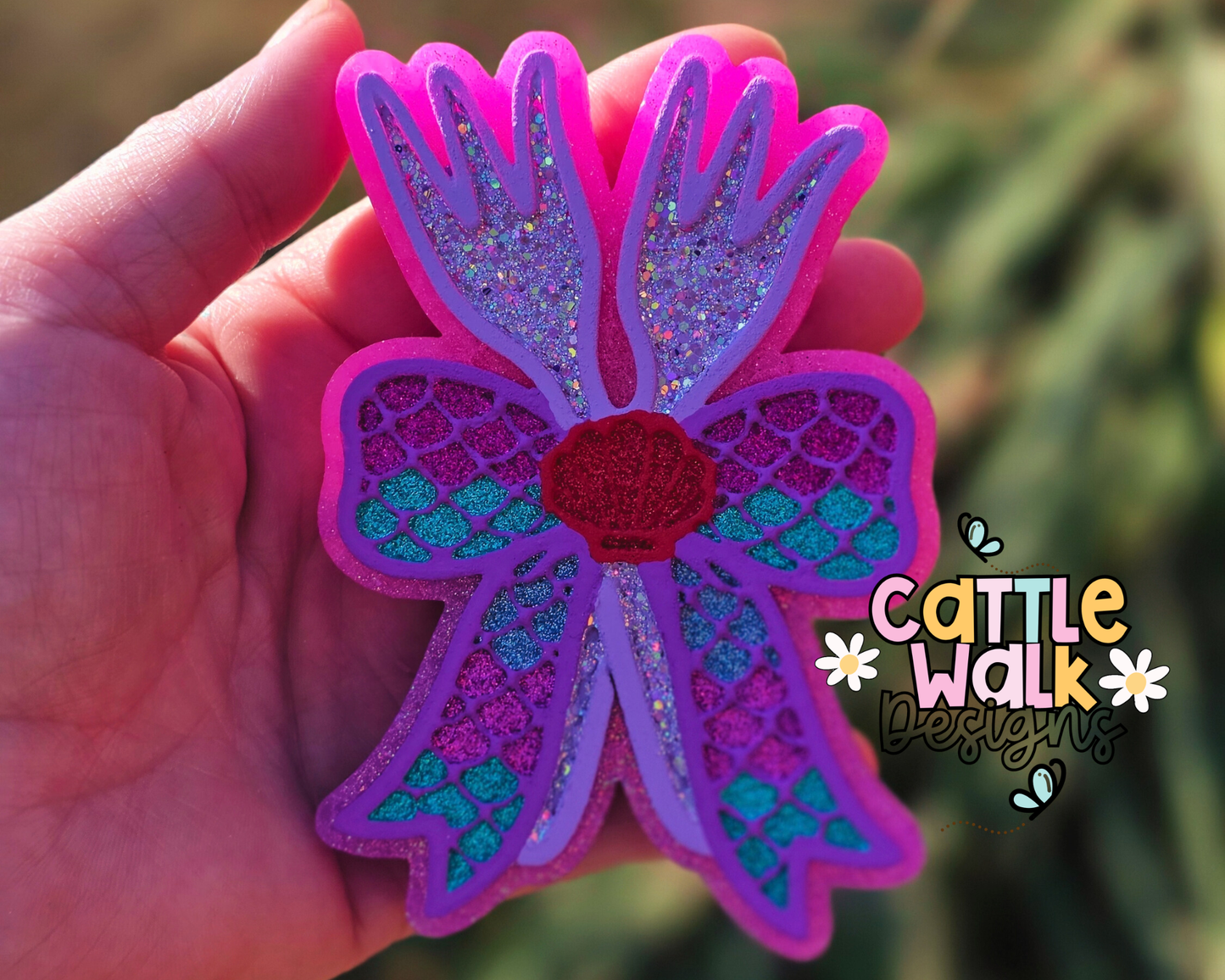 Mermaid Bow Freshie – Pink Sands Scent – Ready to Ship Car Freshie