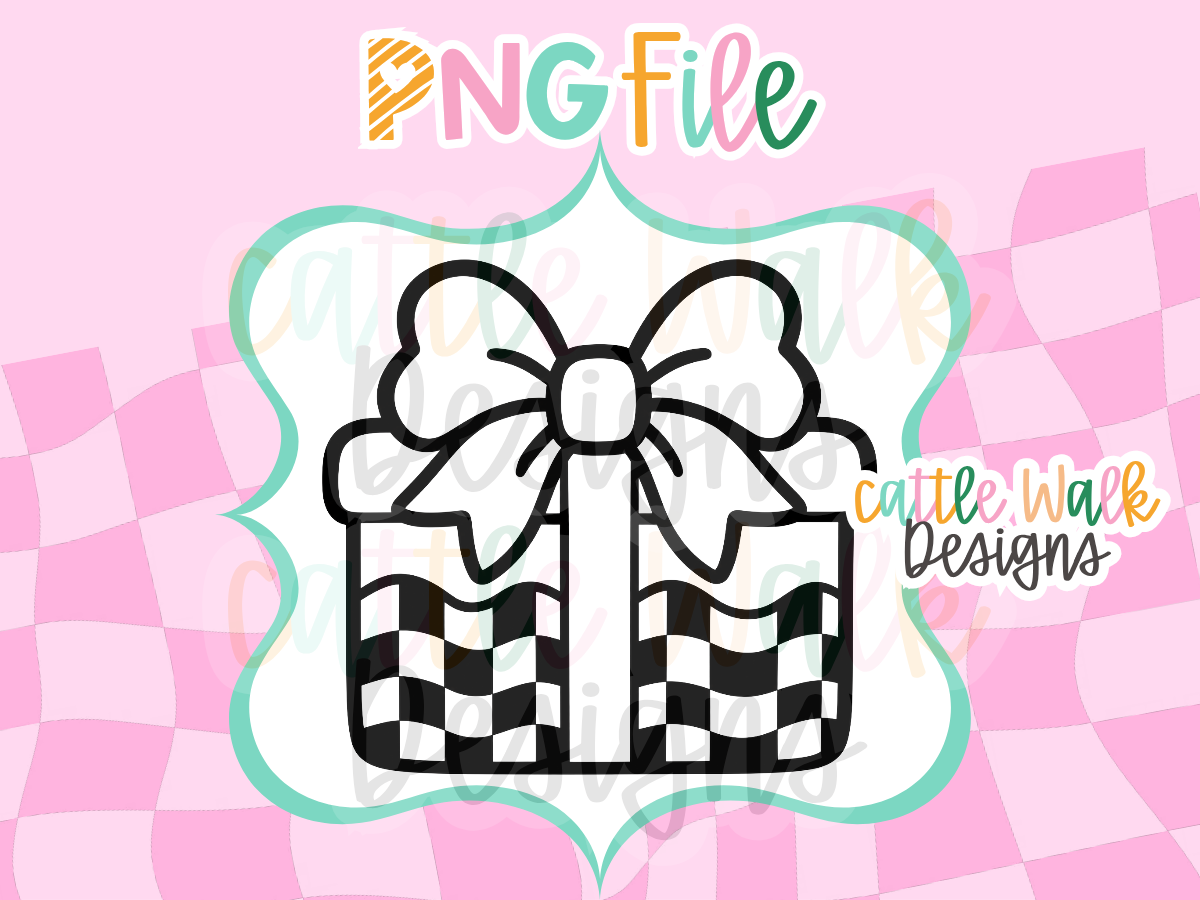 Christmas Present Bow PNG | Checkered Gift Box PNG | Cute Holiday Freshie Design