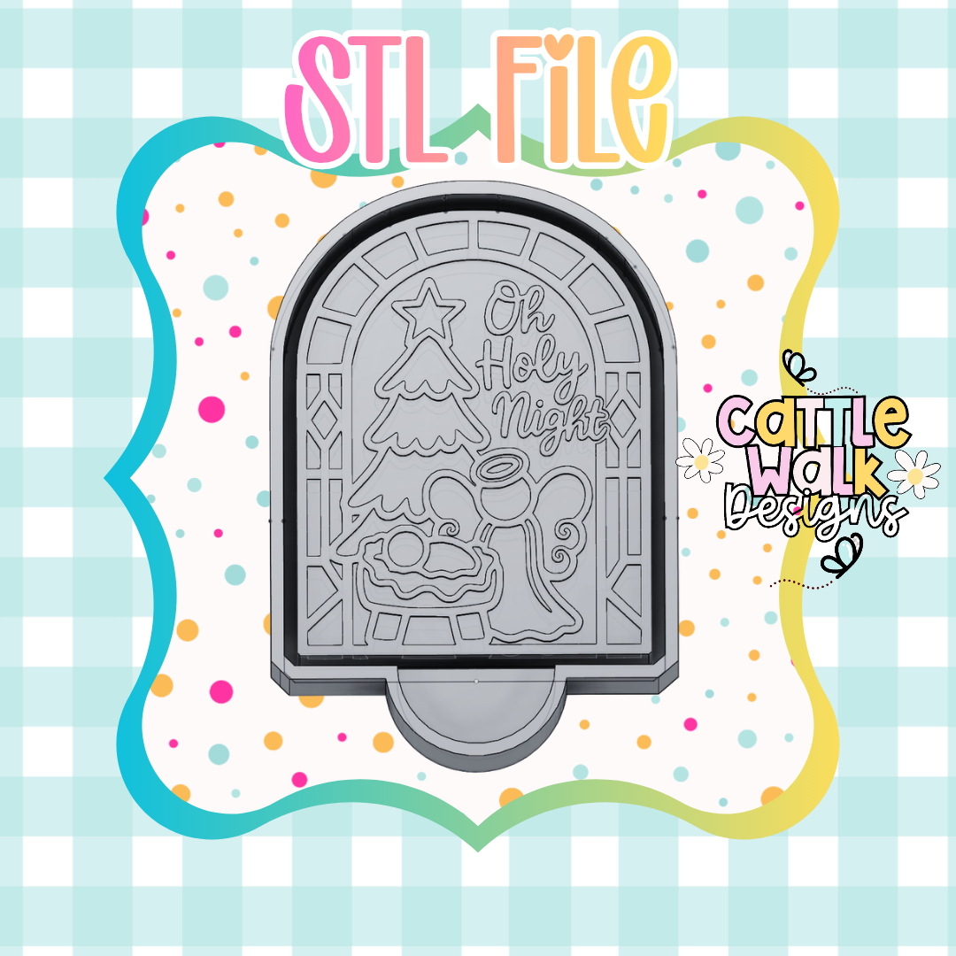 Oh Holy Night Stained Glass STL File | 3D Printable Mold Housing | Christmas Freshie Mold STL | Digital Download
