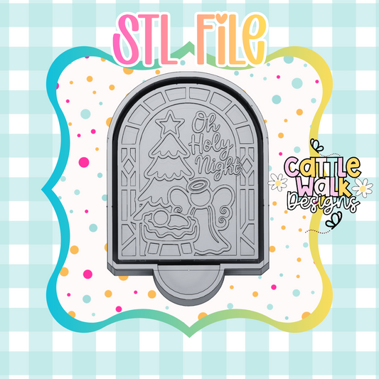 Oh Holy Night Stained Glass STL File | 3D Printable Mold Housing | Christmas Freshie Mold STL | Digital Download