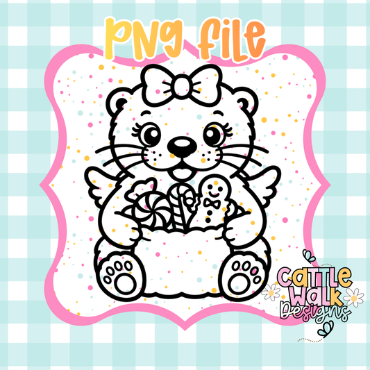 Cute Christmas Otter with Candy Sack PNG | Christmas Otter Sublimation Design | Kawaii Holiday PNG | Commercial Use