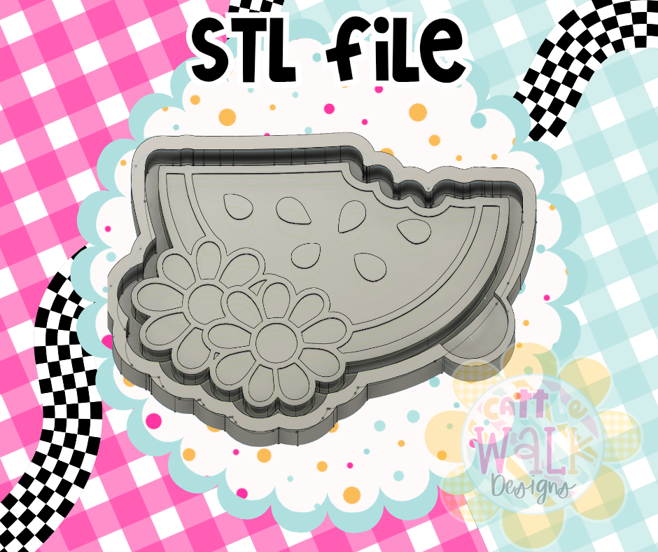 Watermelon Daisy STL File | Summer Freshie Mold Design