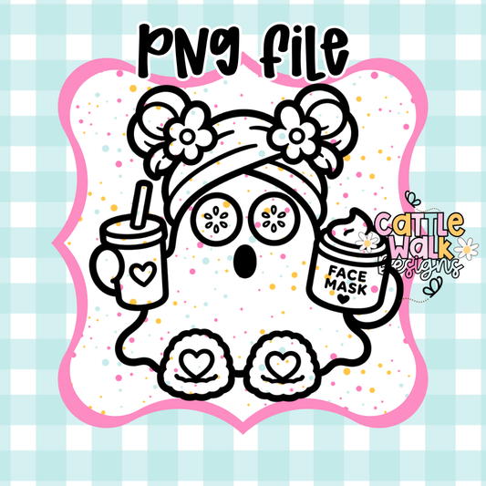 Spa Ghost PNG | Self Care Ghost PNG | Cute Kawaii Summerween CWD-Style Design