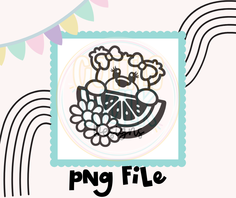 Baby Bear with Lemon & Daisies PNG | Cute Summer Cow Design | Digital Download