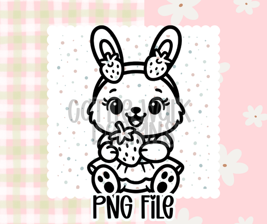 Strawberry Sweetie Bunny Outline – Chunky Bold Spring Freshie PNG