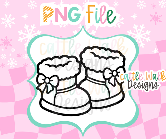 Cozy Winter Boots PNG | Fur Boots with Bows PNG | Girly Winter PNG | Christmas Freshie Mold Design | Digital Download
