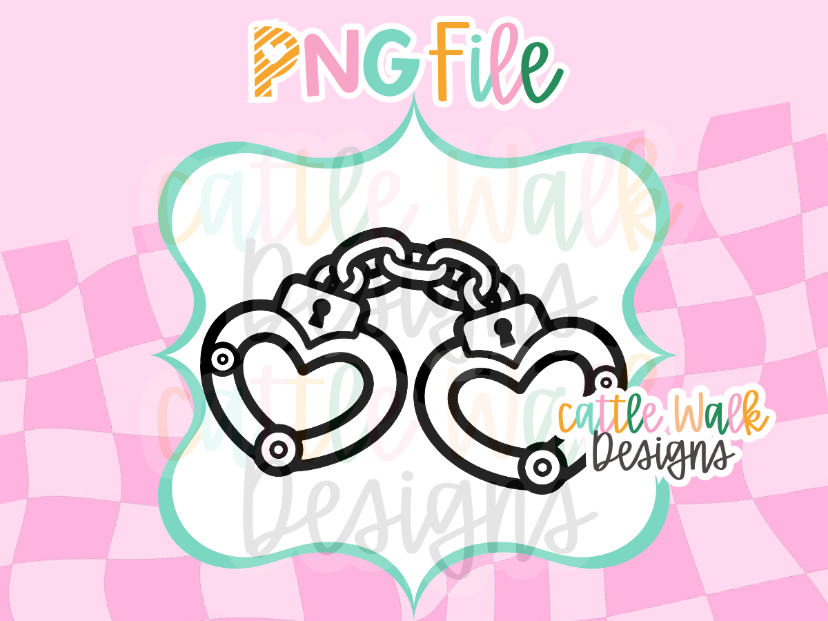 Heart Handcuffs PNG | Heart Shaped Handcuffs | Sassy Valentine Freshie Design