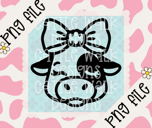 Cow Head with Bow PNG – Cute Winking Farm Freshie Design