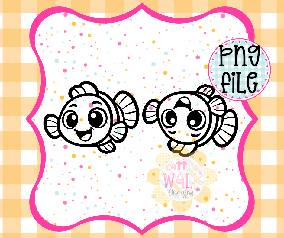 Cute Clown Fish Vent Clip PNG | Freshie Car Vent Clip Digital Design | Matching Fish in Bag PNG
