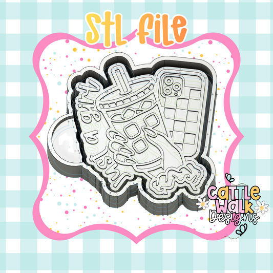 Just a Girl Freshie Mold Housing STL File | Iced Coffee & Cellphone STL | Digital Download | 3D Printable Mold Housing
