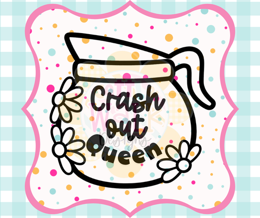Crash Out Queen – Black & White PNG | Coffee Pot Mold Maker Design File
