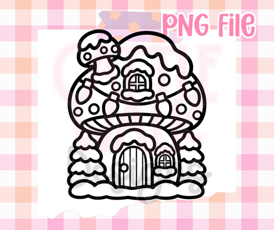 Christmas Mushroom House PNG | Cute Gingerbread Holiday Mushroom Digital Design