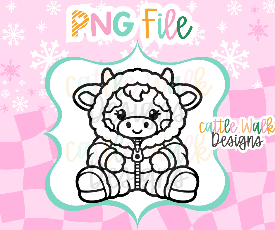 Cozy Winter Cow PNG | Cow in Puffer Jacket PNG | Cute Christmas Cow Freshie Design | Winter Freshie Mold PNG | Digital Download