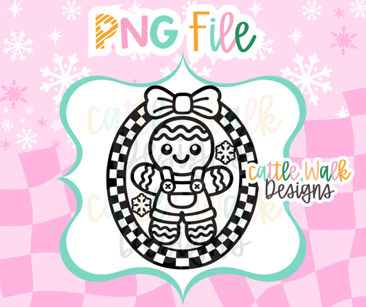 Gingerbread Girl Frame PNG | Checkered Christmas Frame PNG | Gingerbread Freshie Design | Christmas Mold PNG | Digital Download