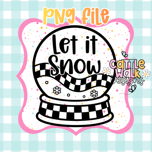 Let It Snow Snow Globe PNG | Buffalo Plaid Winter Sublimation Design | Digital Download