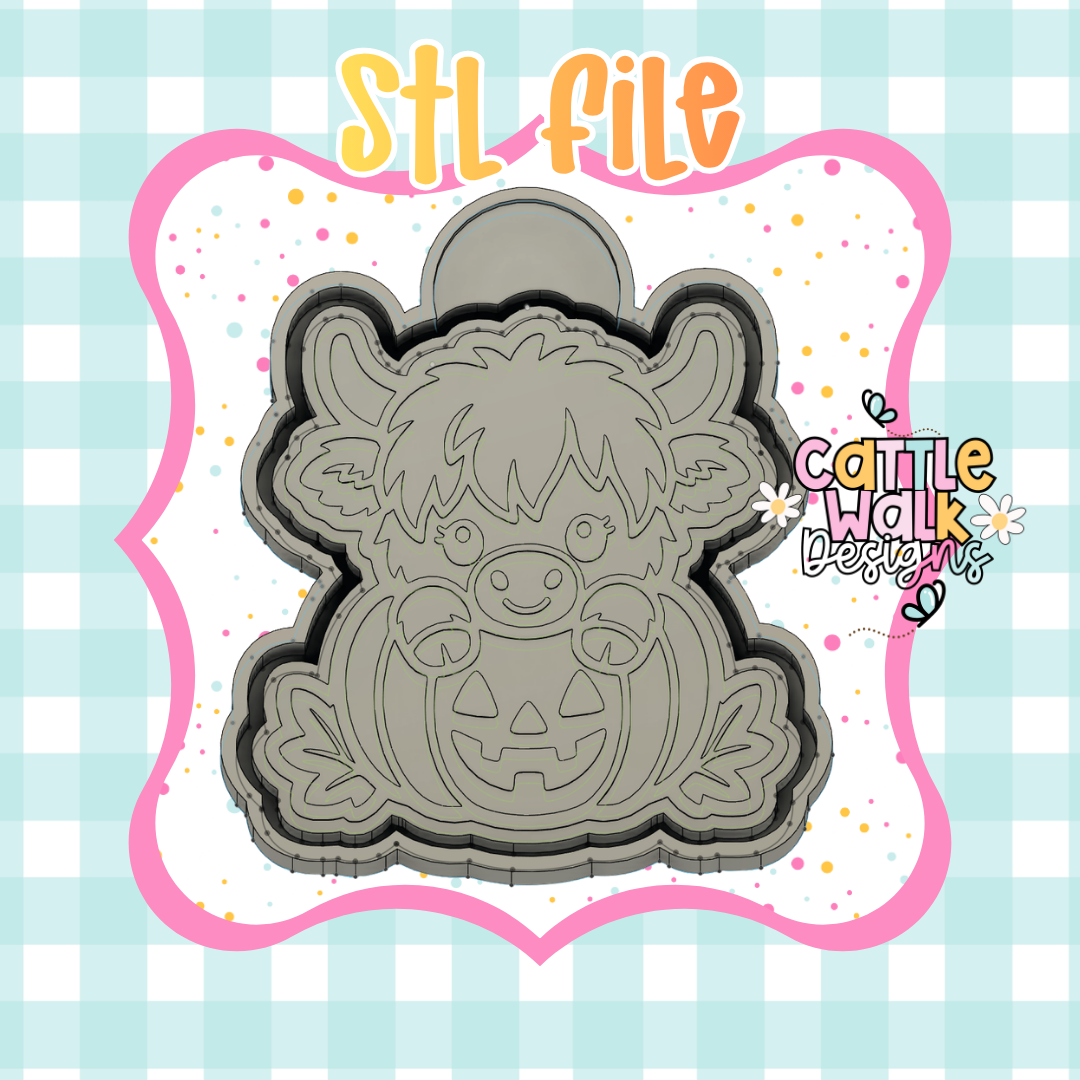 🎃 Highland Cow Pumpkin STL Mold File | Halloween Freshie Mold Housing STL | Digital Download