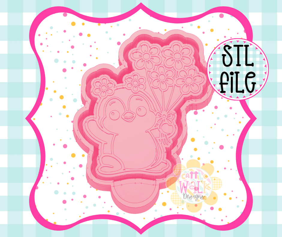 Cute Penguin with Flowers Freshie Mold STL | Spring Penguin STL File | Floral Penguin Freshie Mold | Car Freshie Mold STL Digital Download