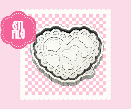 Cow Print Lace Heart Freshie Mold STL File | Western Coquette Heart 3D Print Mold for Freshies