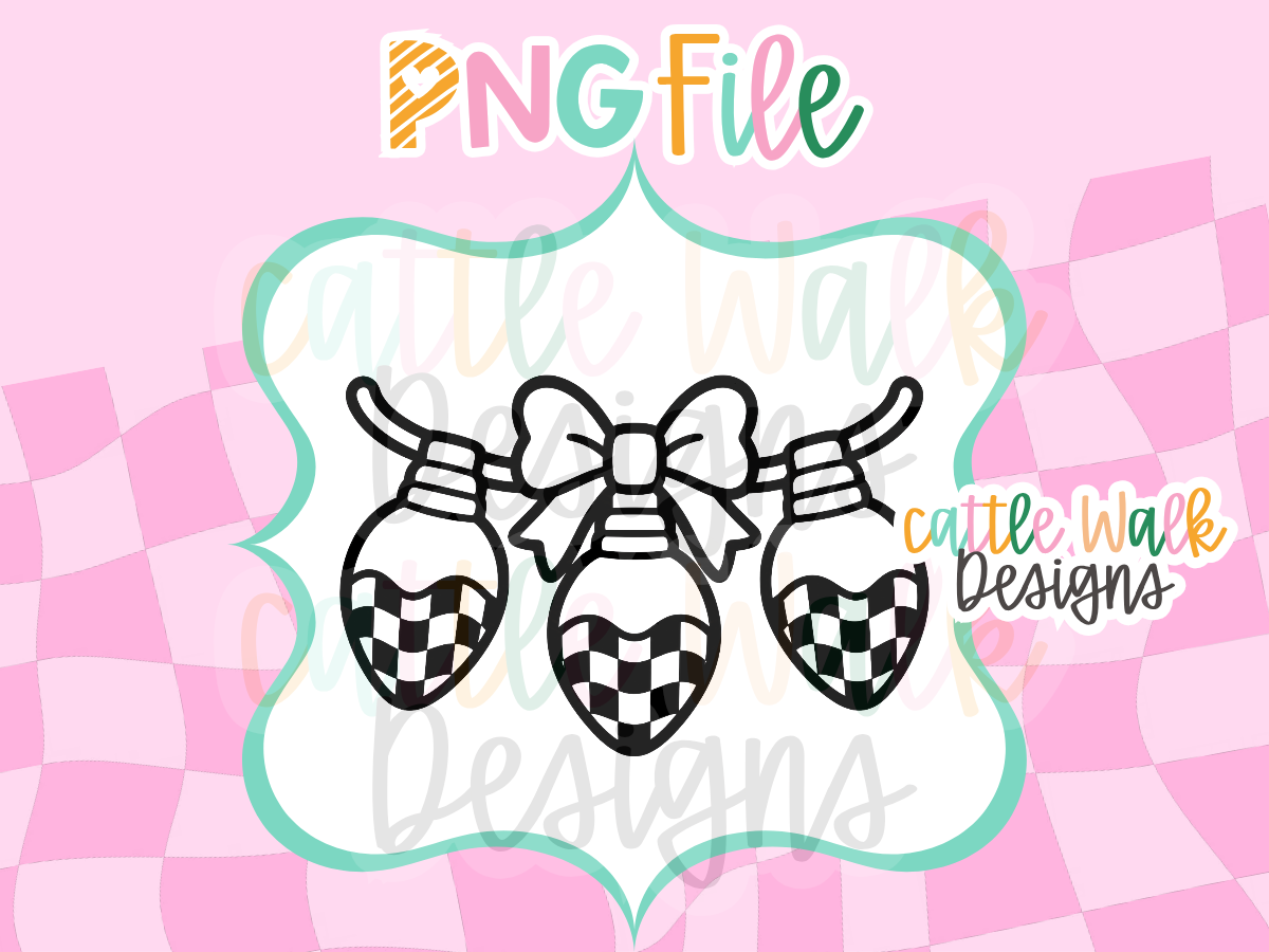 Christmas Light Strand Bow PNG | Checkered Christmas Lights | Holiday Freshie Design