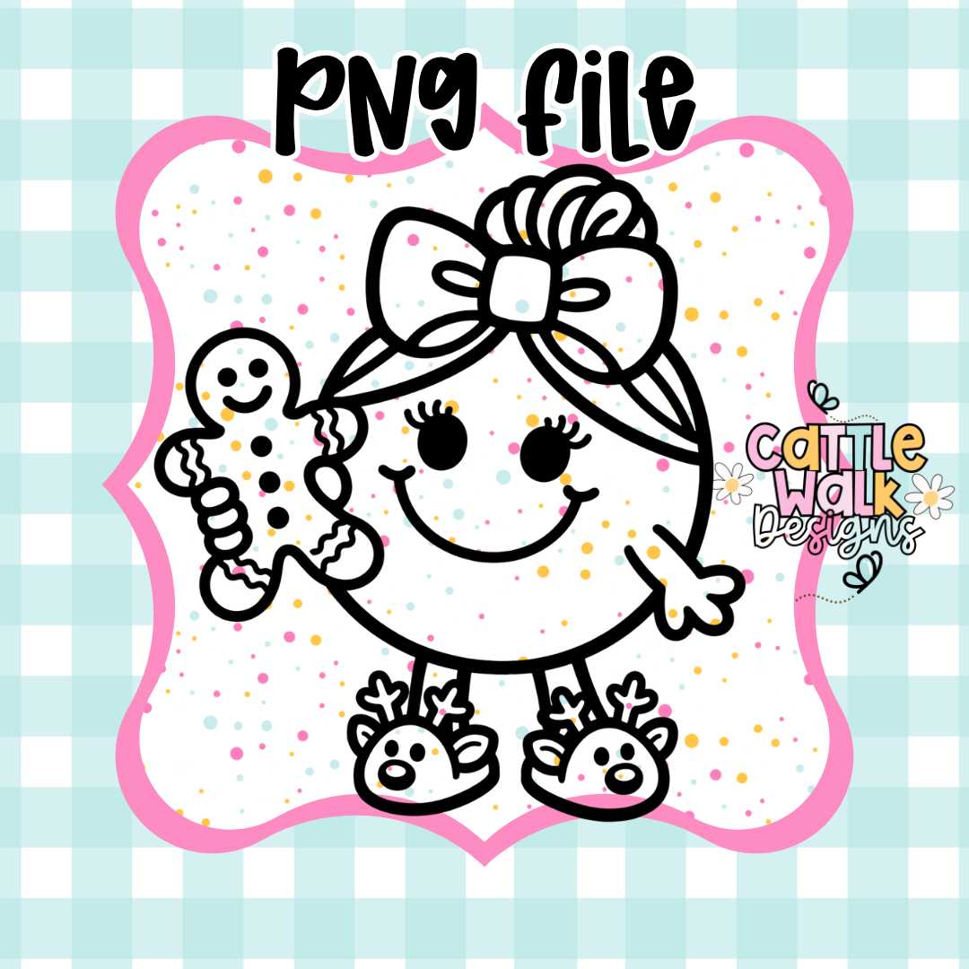 Little Miss Gingerbread Chaos PNG | Christmas Kawaii Character | Holiday Cookie Girl PNG | Freshie & Sublimation Design