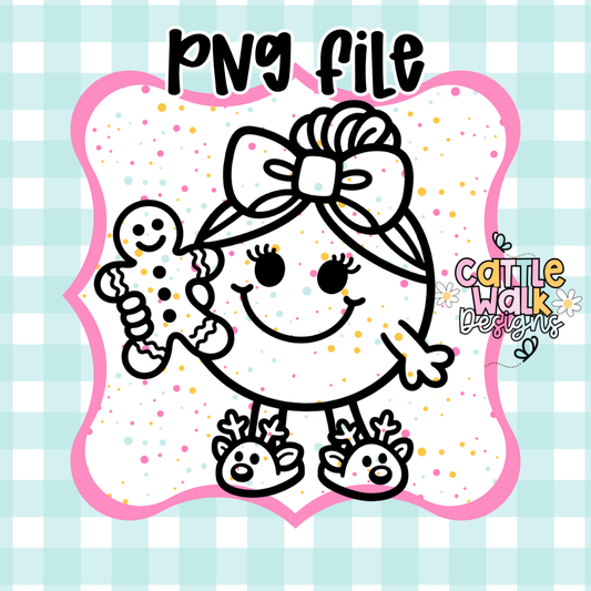 Little Miss Gingerbread Chaos PNG | Christmas Kawaii Character | Holiday Cookie Girl PNG | Freshie & Sublimation Design