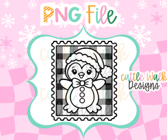 Christmas Penguin Frame PNG | Santa Penguin PNG | Buffalo Plaid Christmas PNG | Penguin Freshie Design | Digital Download